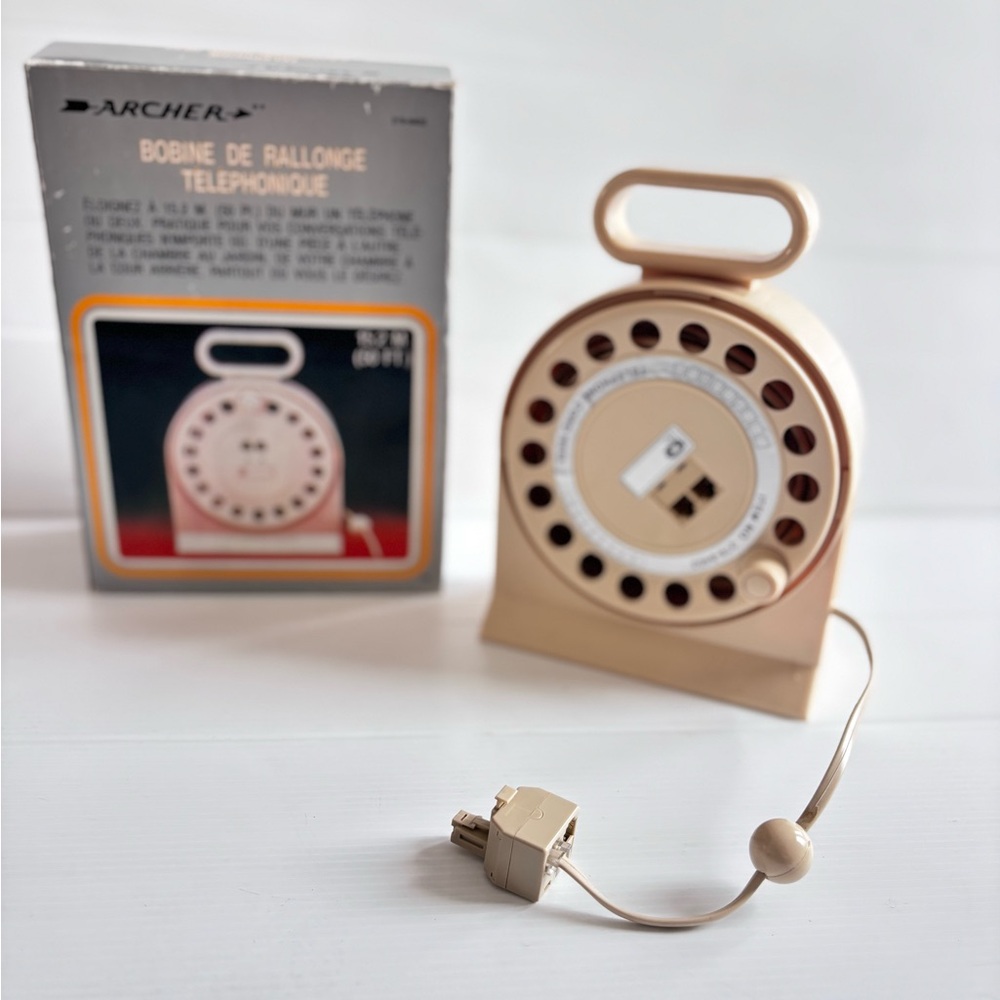 Archer Telephone Extension Cord Reel Beige Vintage